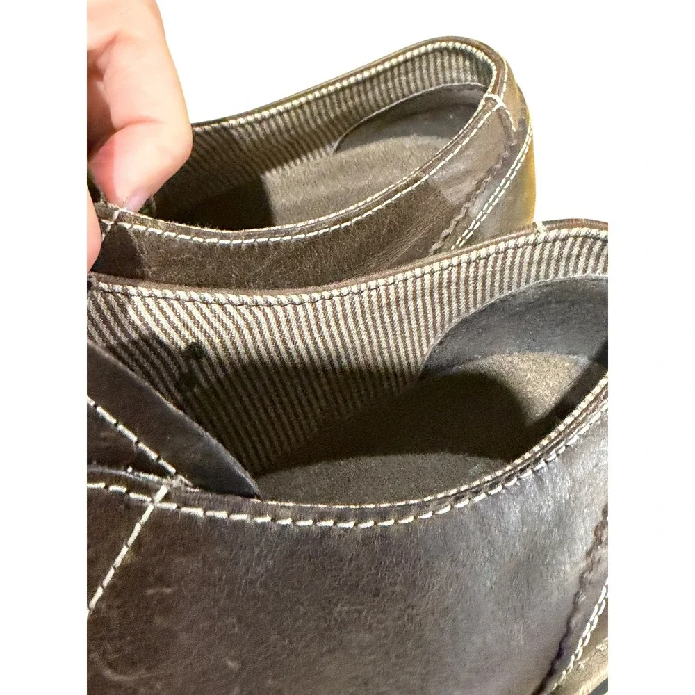 Original Penguin Mens Leather Derby Shoes Brown Vintage 90s Y2K Quiet Luxury 8.5